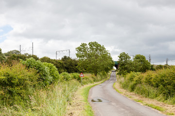 Clifton Countryside.  The view along a country lane in Clifton northern England towards the west coast main line.