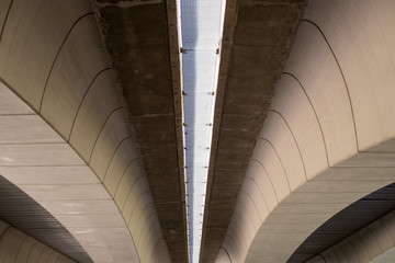 Obraz premium Modern concrete bridge beams with geometric shapes in Valencia, Spain