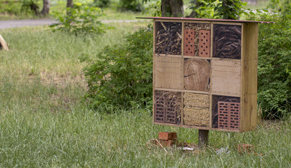 Special house for useful garden insects, built of natural materials. Creates natural conditions for...
