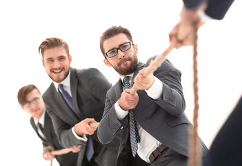 tug of war between confident business teams.