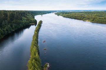 Bird's-eye view of the Svir river, from Ladoga to Onega lake, Russia.