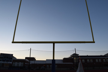 football uprights in the evening at dusk