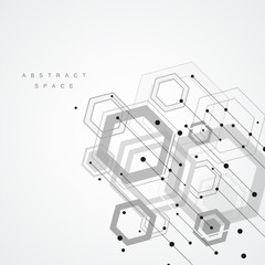 Technology hexagon style illustration and geometric background