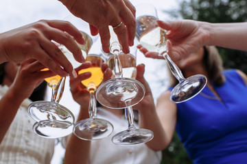 clinking glasses of champagne