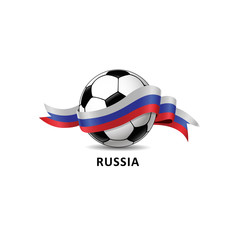 Football ball with russia flag colorful trail. Vector illustration design for soccer football championship,