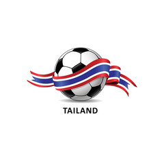 Football ball with tailand flag colorful trail. Vector illustration design for soccer football championship, tournaments, games. Element for invitations, flyers, posters, cards, webdesign