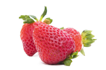 red strawberries isolated in white background