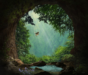 Fototapeta premium Jaskinia fantasy w górach
