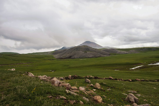 volcano hills and megalite