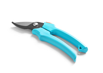 Fototapeta premium New pruner on white background. Professional gardening tool