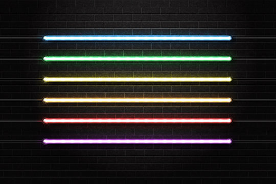 Vector realistic isolated neon tubes for decoration and covering on the wall background.