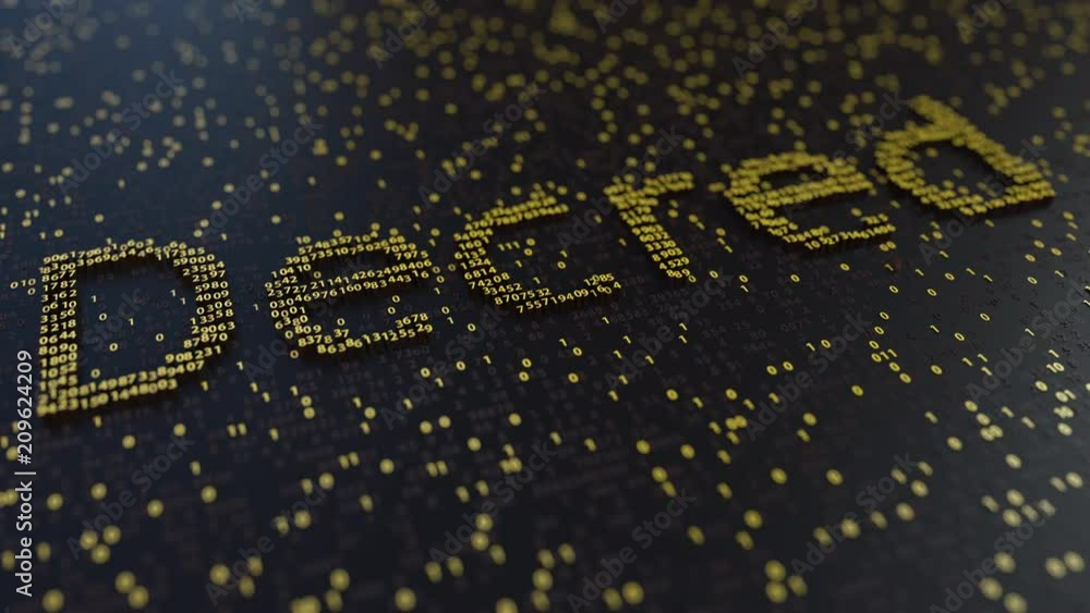 Aufkleber decred word made of moving golden numbers. cryptocurrency mining or transactions related conceptual 
