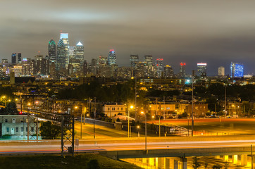Fototapeta na wymiar Philadelphia skyline at night, Pennsylvania, USA