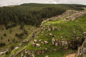 old megalith fortress in spring