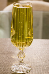 glass of champagne, stays on the table