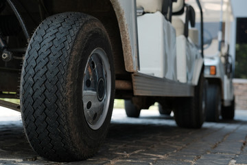 white golf carts