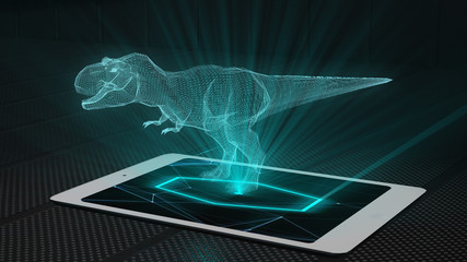 T-rex game projection futuristic holographic display hologram technology