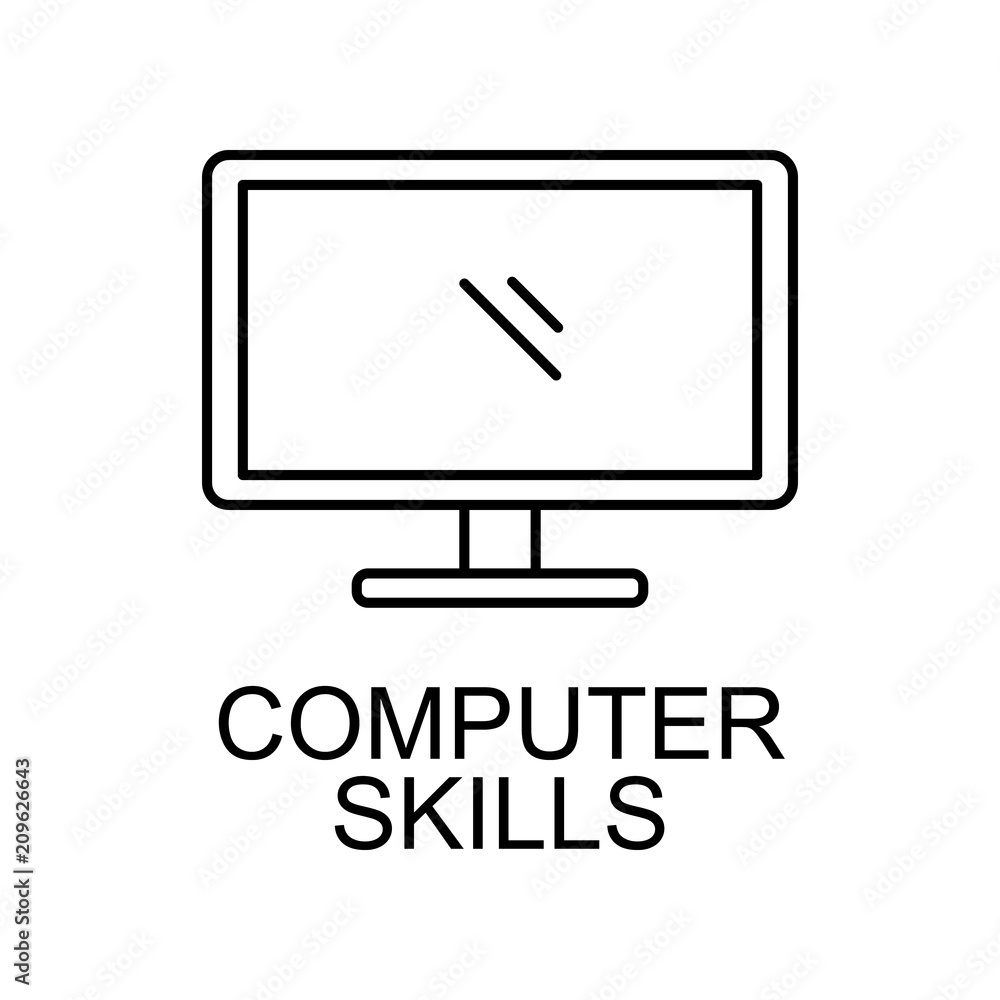 Poster computer skills line icon. element of human resources signs with name for mobile concept and web app