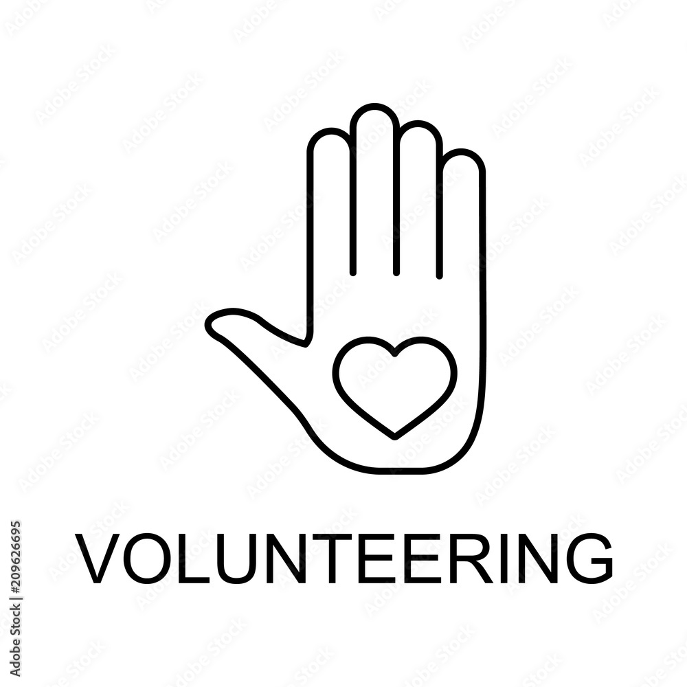 Aufkleber volunteering line icon. element of human resources signs with name for mobile concept and web apps. 
