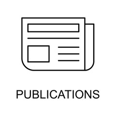 publications line icon. Element of human resources signs with name for mobile concept and web apps. Thin line publications line icon can be used for web and mobile