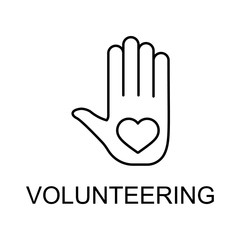 volunteering line icon. Element of human resources signs with name for mobile concept and web apps. Thin line volunteering line icon can be used for web and mobile