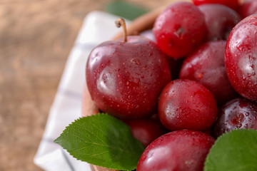 Ripe juicy plums, closeup