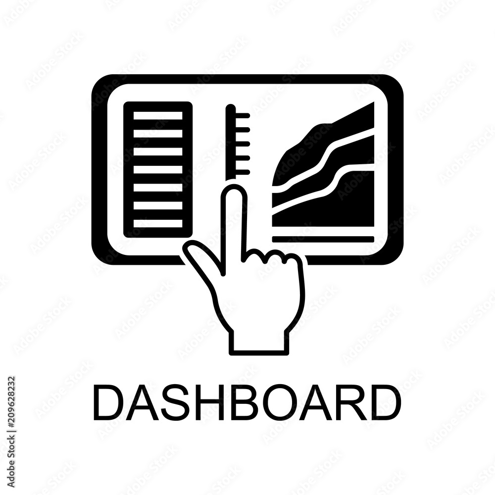 Poster dashboard icon. element of software development signs with name for mobile concept and web apps. det
