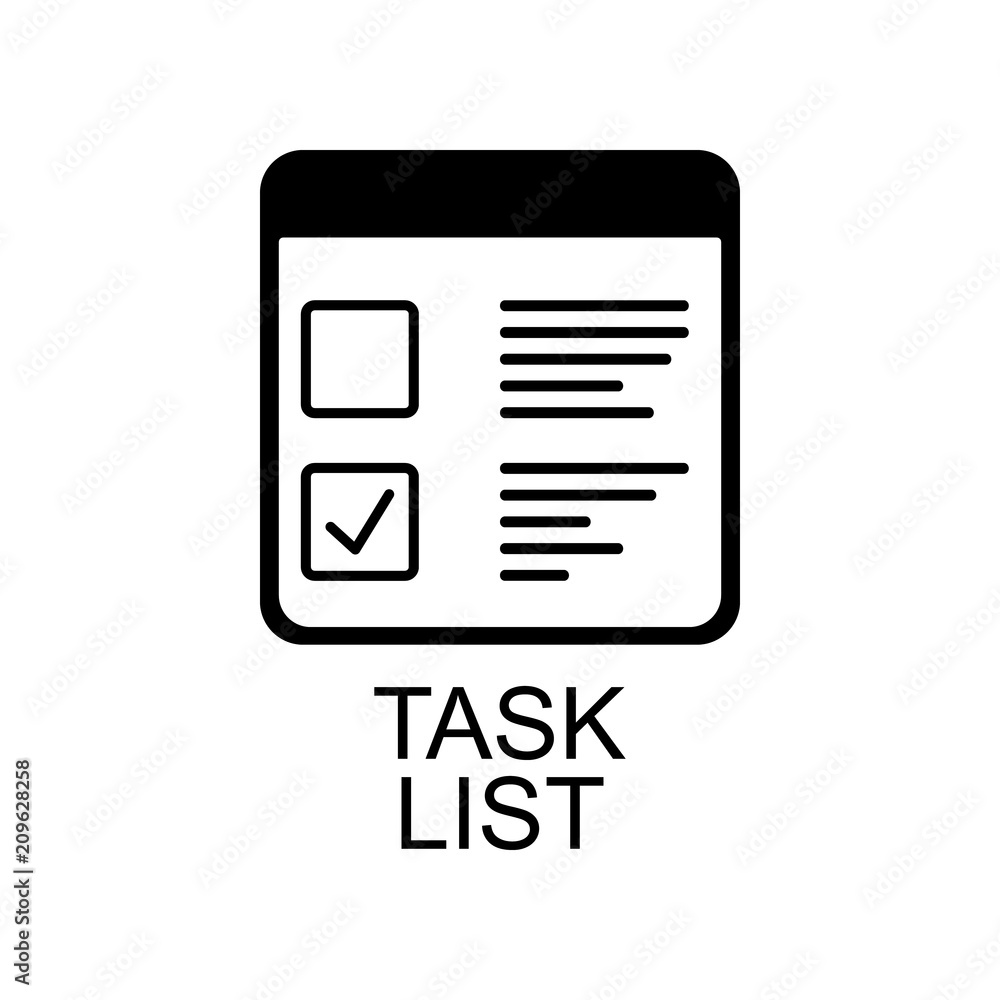 Poster task list icon. element of software development signs with name for mobile concept and web apps. det