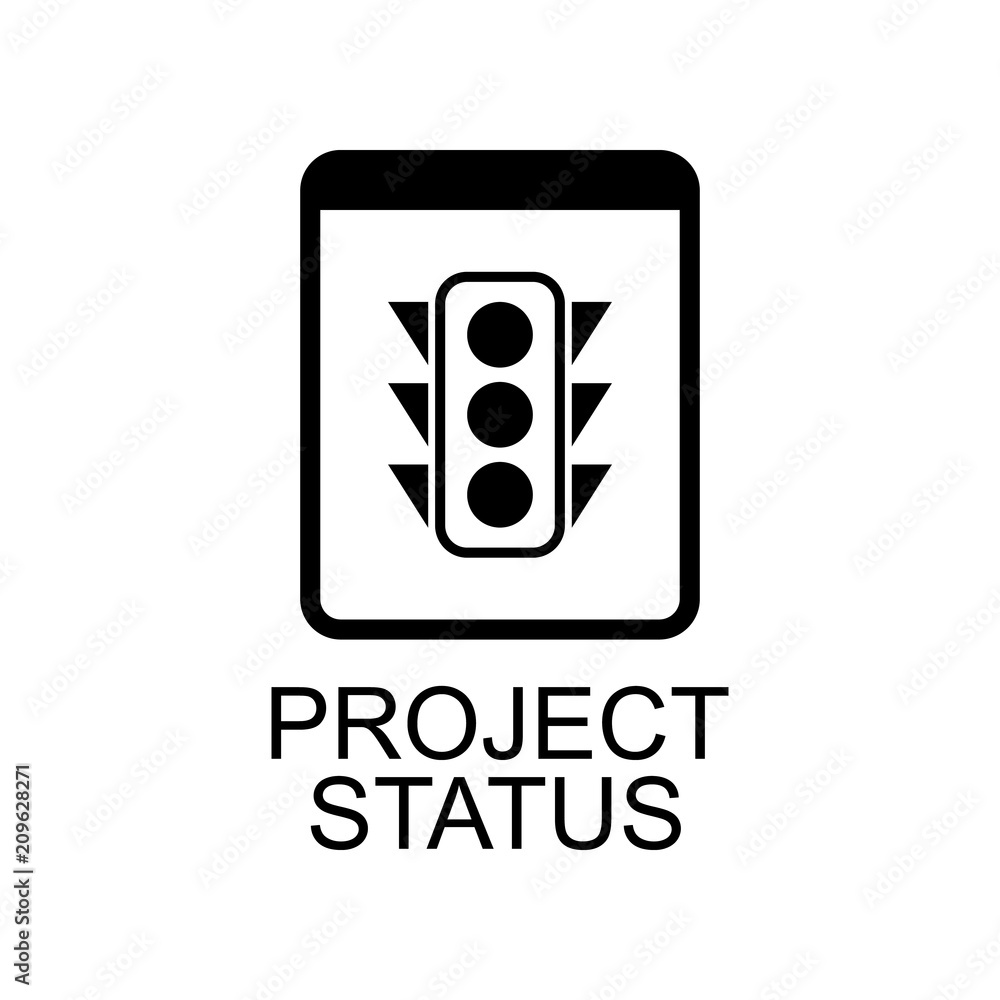 Poster project status icon. element of software development signs with name for mobile concept and web apps
