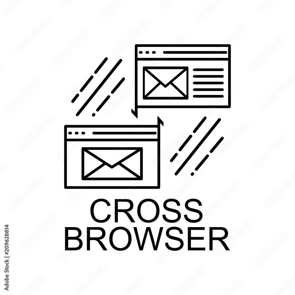 Poster cross browser icon. element of web development signs with name for mobile concept and web apps. deta