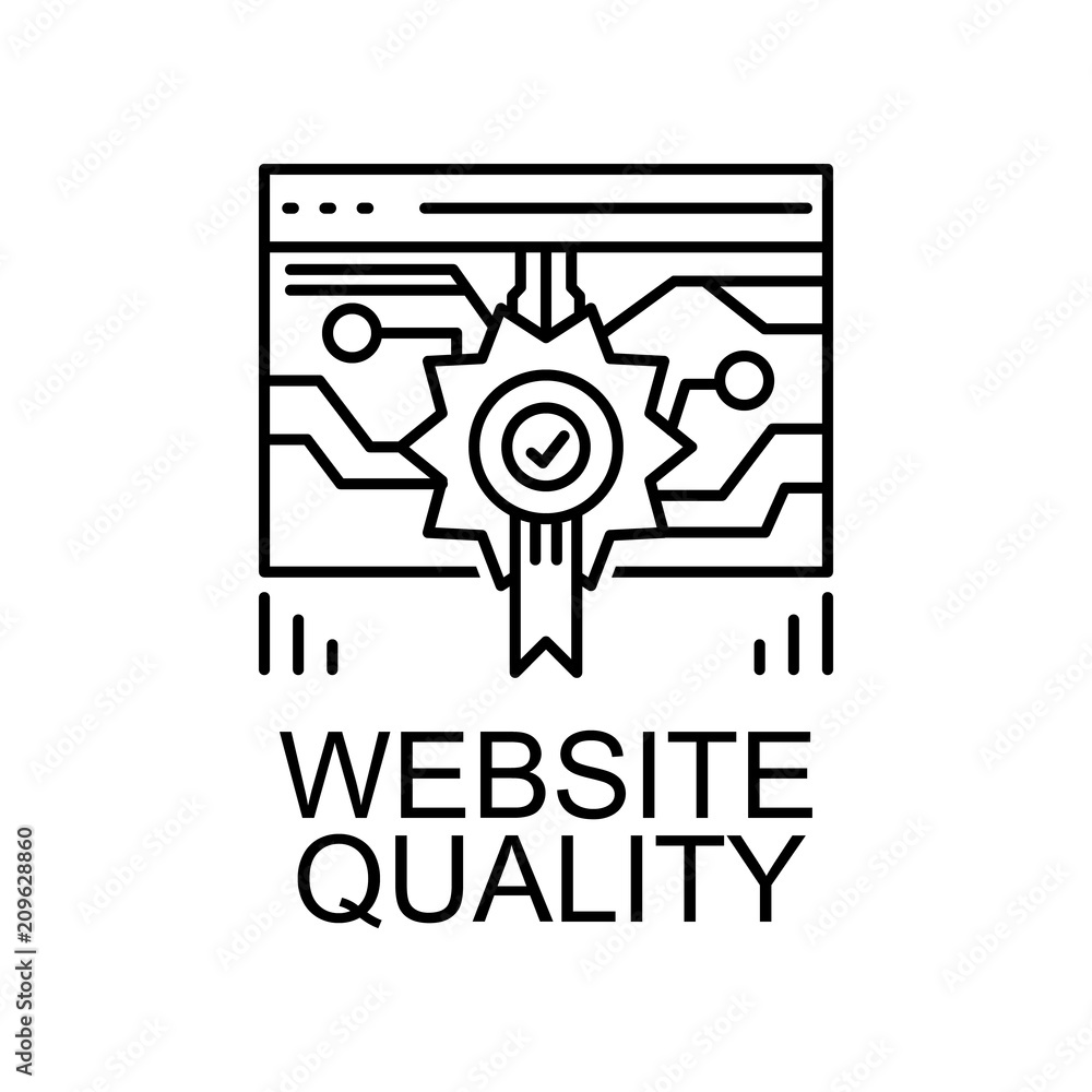 Poster website quality icon. element of web development signs with name for mobile concept and web apps. de