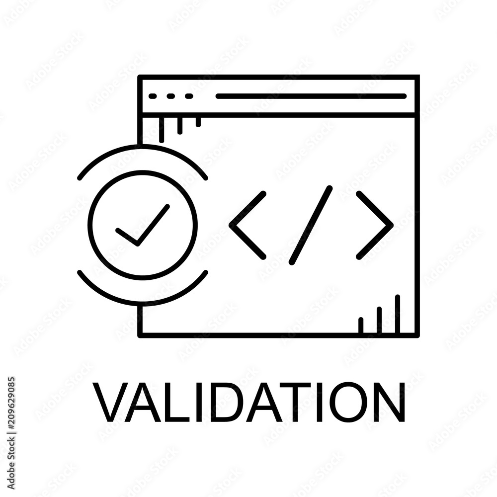 Poster web validation icon. element of web development signs with name for mobile concept and web apps. det