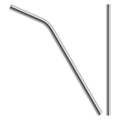 reusable steel drinking straw in metallic color on white background, stock vector illustration