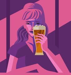 woman drinking beer