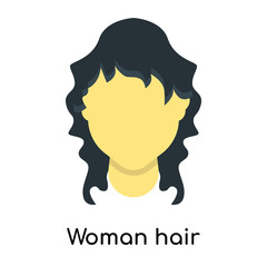 Woman hair icon vector sign and symbol isolated on white background, Woman hair logo concept