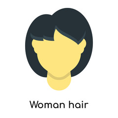 Woman hair icon vector sign and symbol isolated on white background, Woman hair logo concept