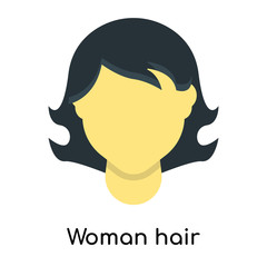 Woman hair icon vector sign and symbol isolated on white background, Woman hair logo concept