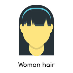 Woman hair icon vector sign and symbol isolated on white background, Woman hair logo concept