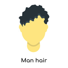 Man hair icon vector sign and symbol isolated on white background, Man hair logo concept