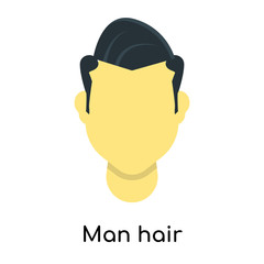 Man hair icon vector sign and symbol isolated on white background, Man hair logo concept