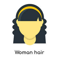 Woman hair icon vector sign and symbol isolated on white background, Woman hair logo concept