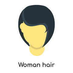 Woman hair icon vector sign and symbol isolated on white background, Woman hair logo concept