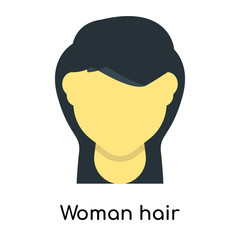 Woman hair icon vector sign and symbol isolated on white background, Woman hair logo concept