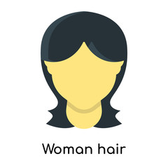 Woman hair icon vector sign and symbol isolated on white background, Woman hair logo concept