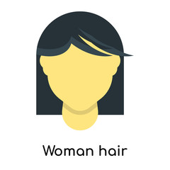 Woman hair icon vector sign and symbol isolated on white background, Woman hair logo concept