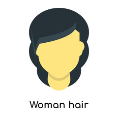 Woman hair icon vector sign and symbol isolated on white background, Woman hair logo concept
