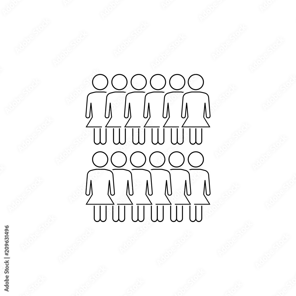 Poster girls in a row icon. element of business icon for mobile concept and web apps. thin line girls in a 