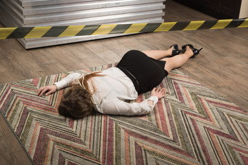 Fototapeta premium Crime scene with strangled business woman