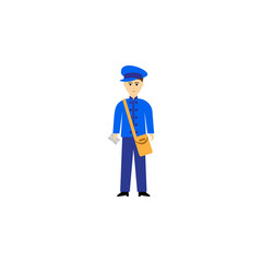 postman cartoon illustration. Element of profession cartoon icon for mobile concept and web apps. Colored postman flat illustration can be used for web and mobile. Premium icon
