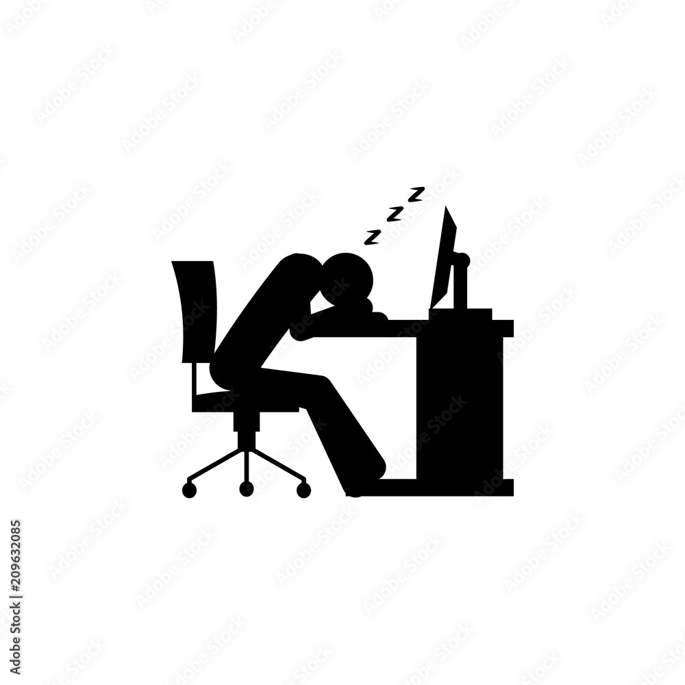 Poster fall asleep at the desk icon. element of people at work icon for mobile concept and web apps. detail